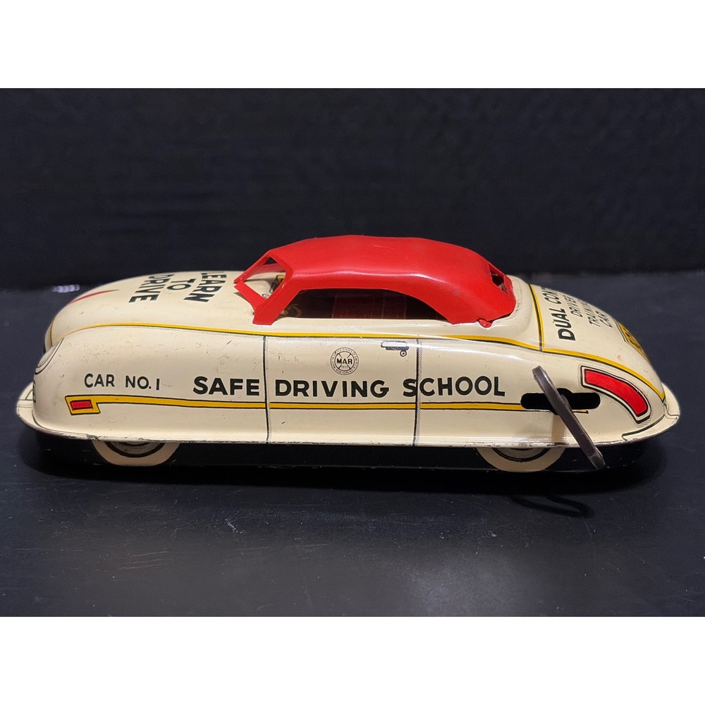 VTG 1950s Marx Tin Litho Wind-Up Dual Control Driver Training Car #305 Tested